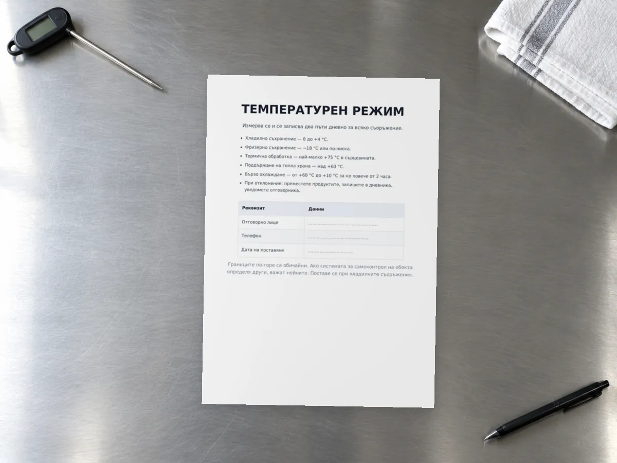 Табела за температурите — разпечатан